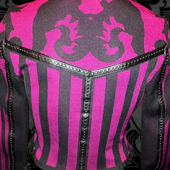 NWOT Y2K Personal Privilege Striped Damask Studded Biker - Picture 4 of 7